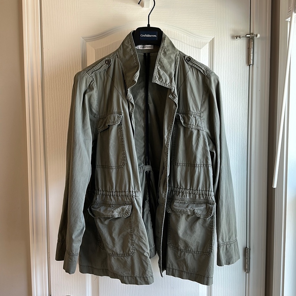 Maurice’s army green utility jacket.